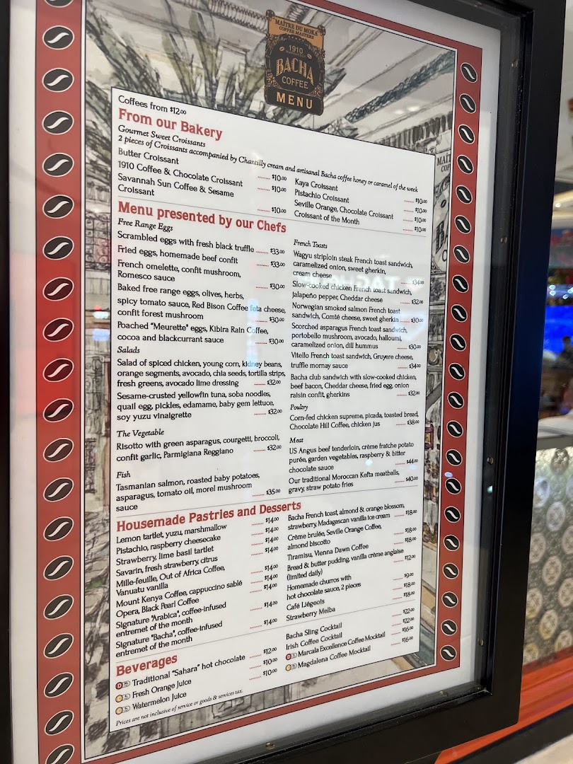 Menu page for Bacha Coffee ION Orchard