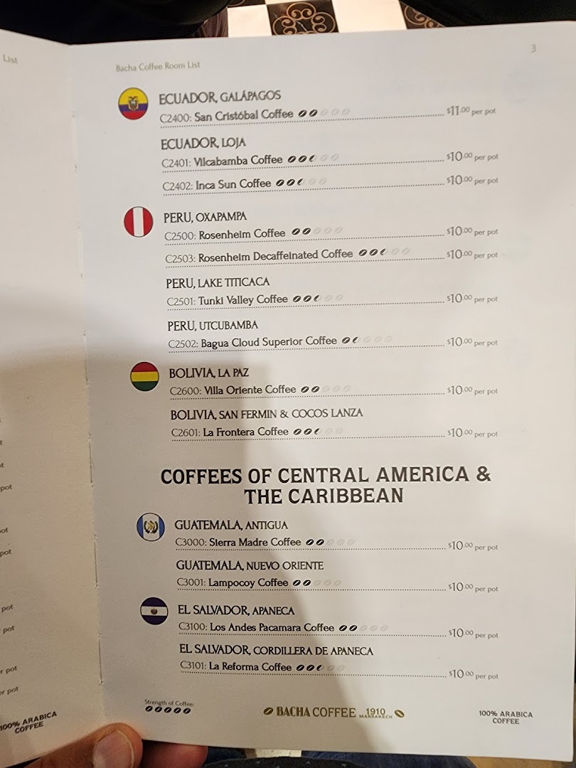 Menu page for Bacha Coffee ION Orchard