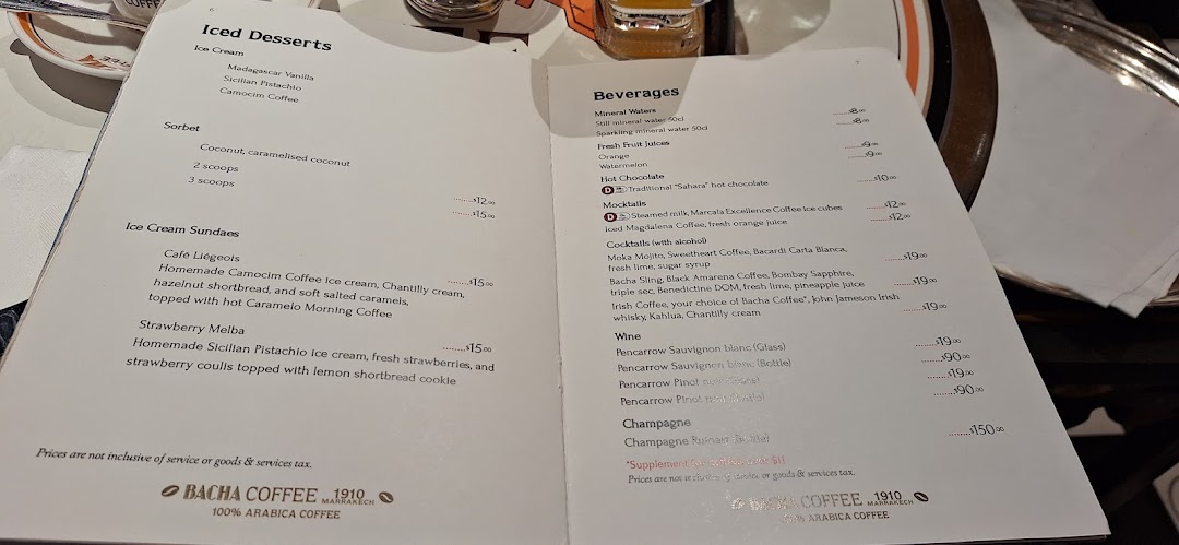 Menu page for Bacha Coffee ION Orchard