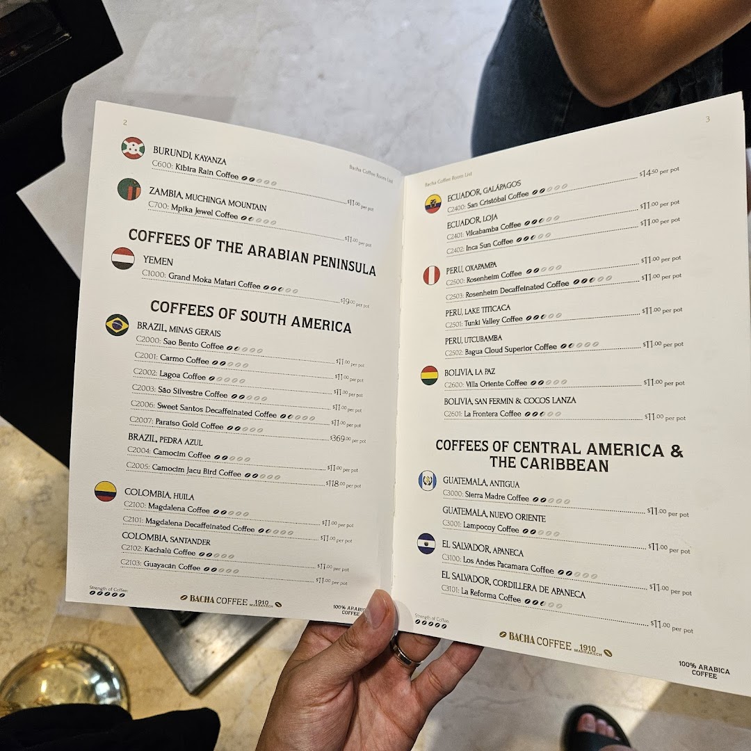 Menu page for Bacha Coffee ION Orchard
