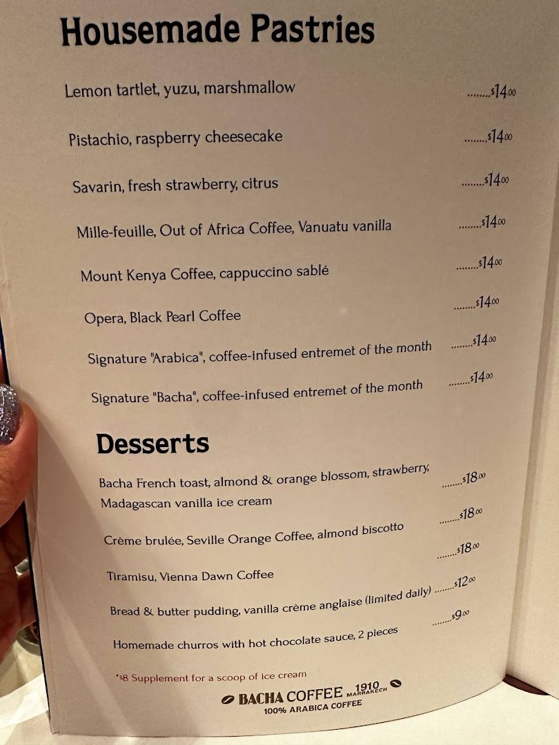 Menu page for Bacha Coffee ION Orchard