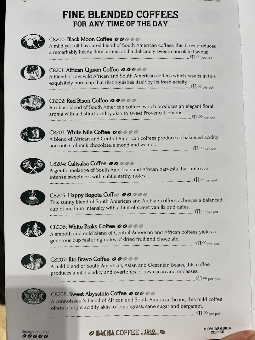 Menu page for Bacha Coffee ION Orchard