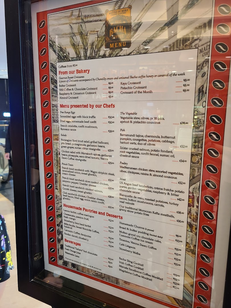 Menu page for Bacha Coffee ION Orchard