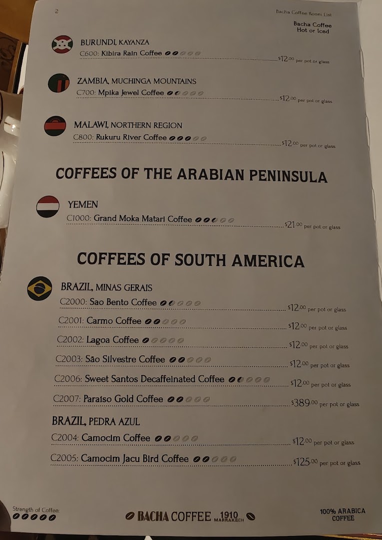 Menu page for Bacha Coffee ION Orchard