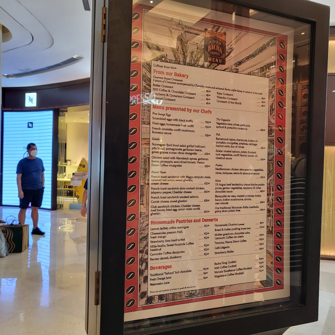 Menu page for Bacha Coffee ION Orchard