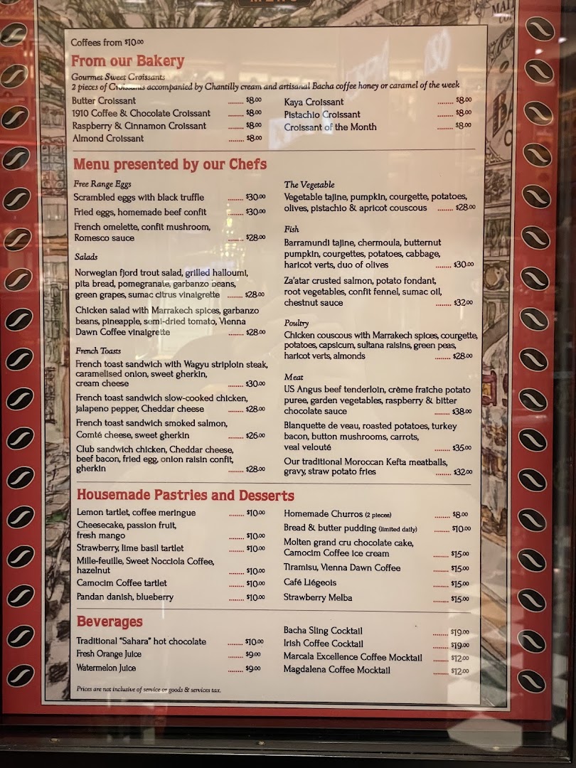 Menu page for Bacha Coffee ION Orchard