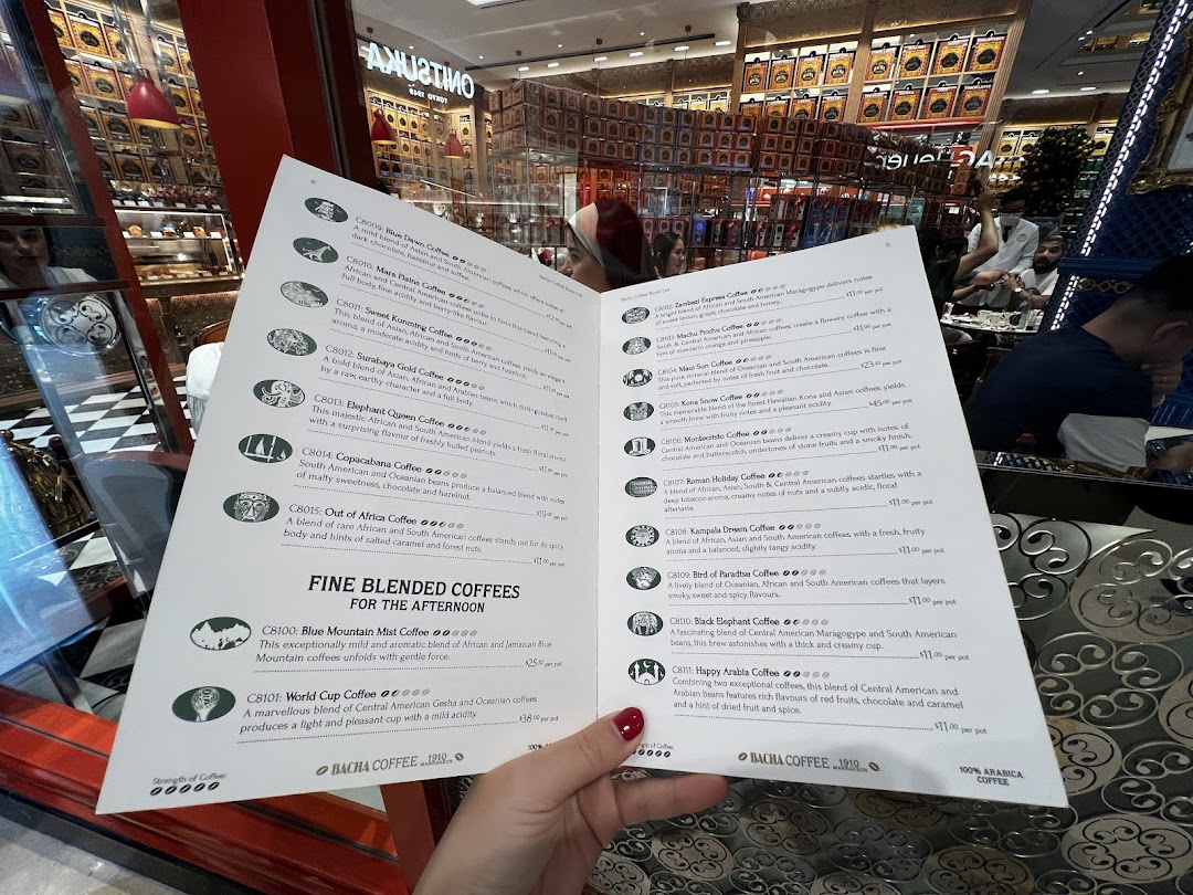 Menu page for Bacha Coffee ION Orchard