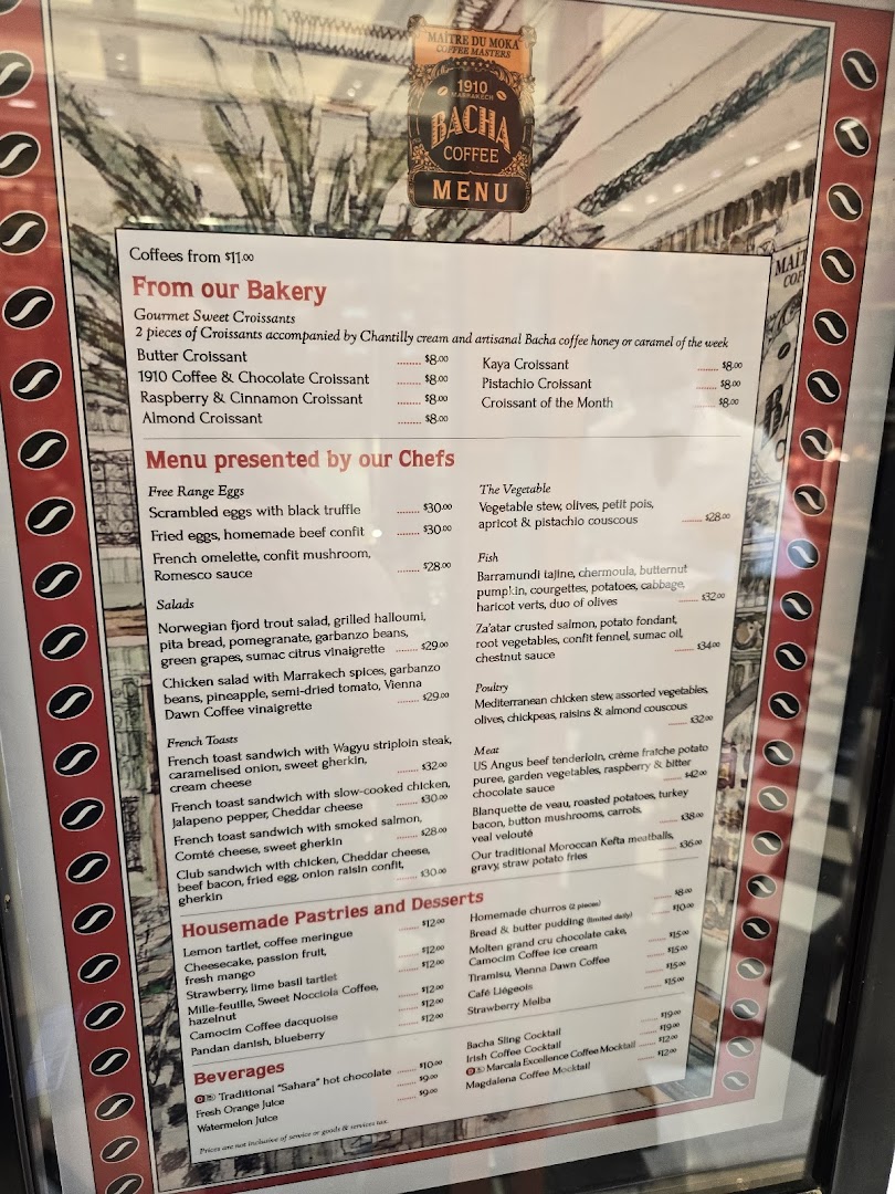 Menu page for Bacha Coffee ION Orchard