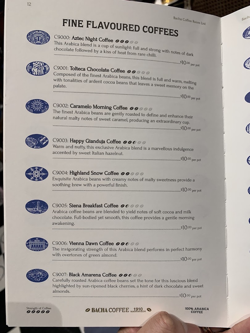 Menu page for Bacha Coffee ION Orchard