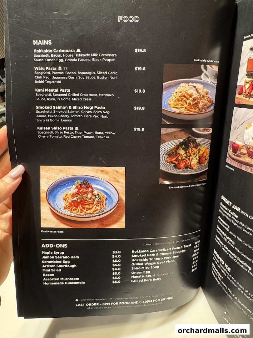 Menu page for Baristart Coffee Singapore Wisma Atria