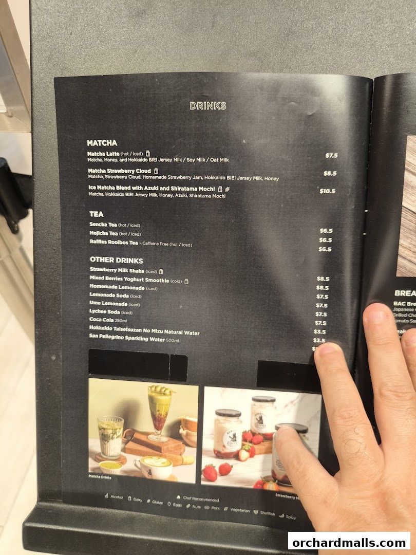 Menu page for Baristart Coffee Singapore Wisma Atria