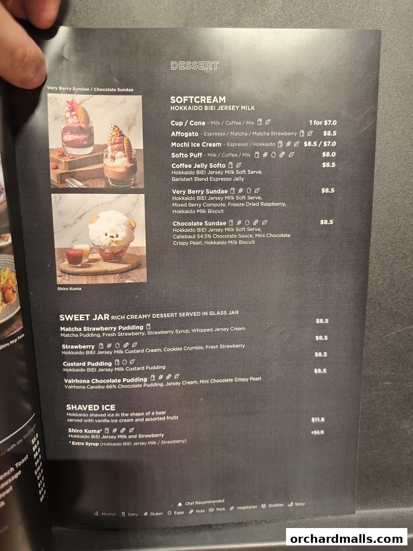 Menu page for Baristart Coffee Singapore Wisma Atria