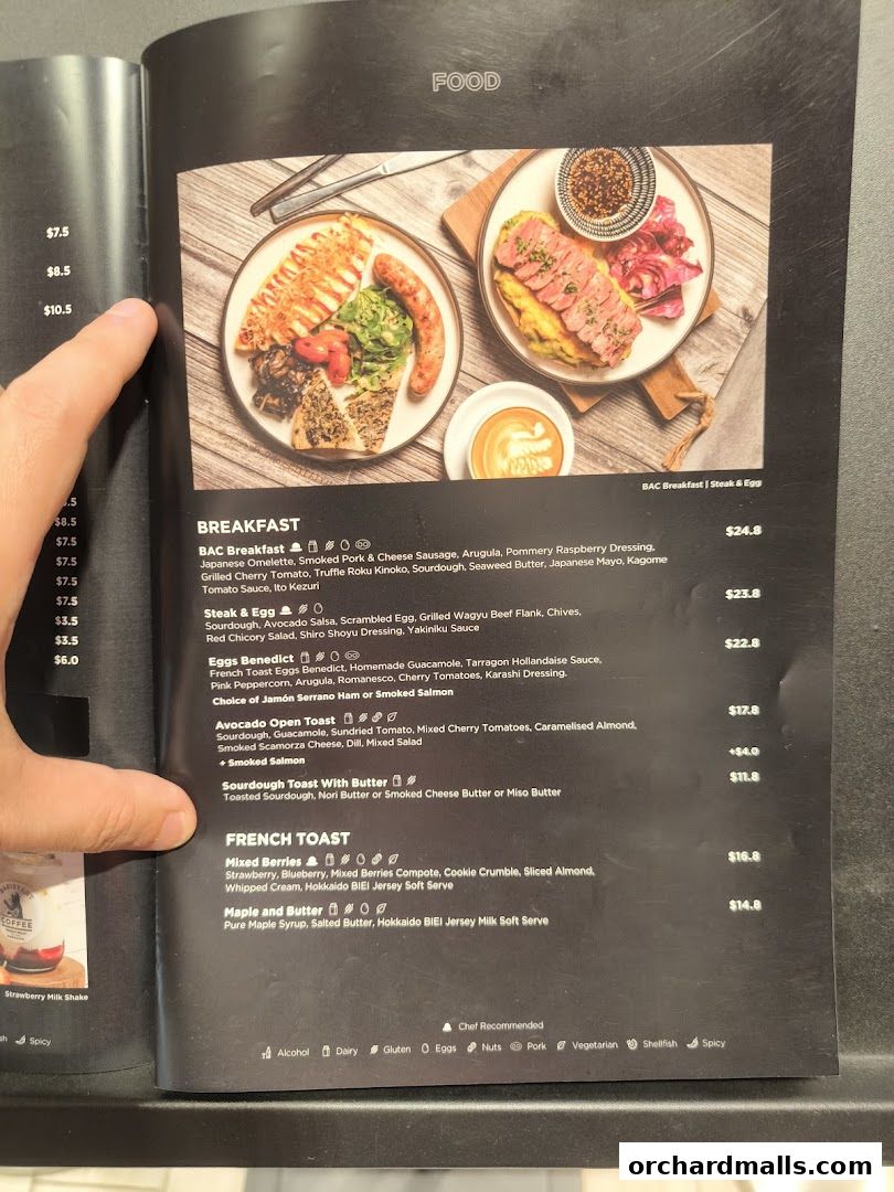 Menu page for Baristart Coffee Singapore Wisma Atria