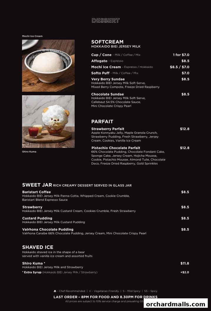 Menu page for Baristart Coffee Singapore Wisma Atria
