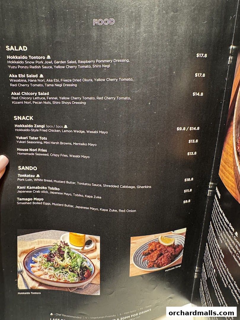 Menu page for Baristart Coffee Singapore Wisma Atria