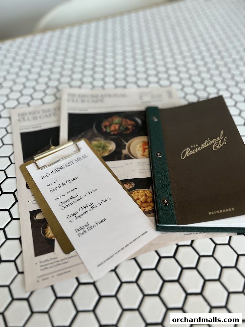 Menu page for BB Recreational Club Cafe