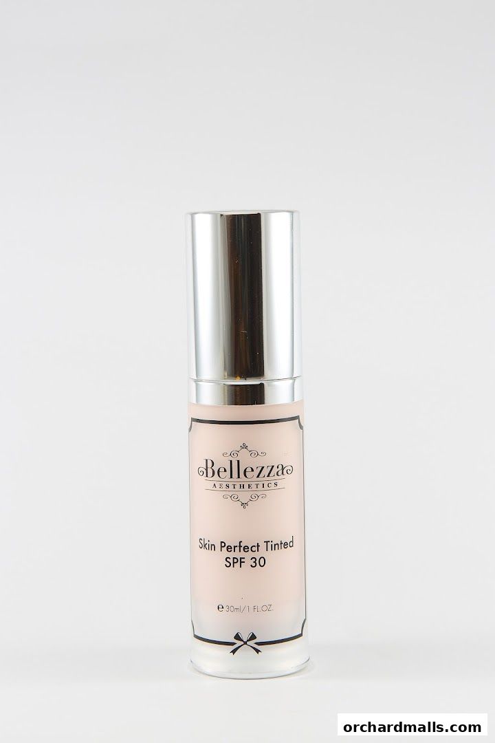 A bottle of Bellezza Aesthetics Skin Perfect Tinted SPF 30 foundation.
