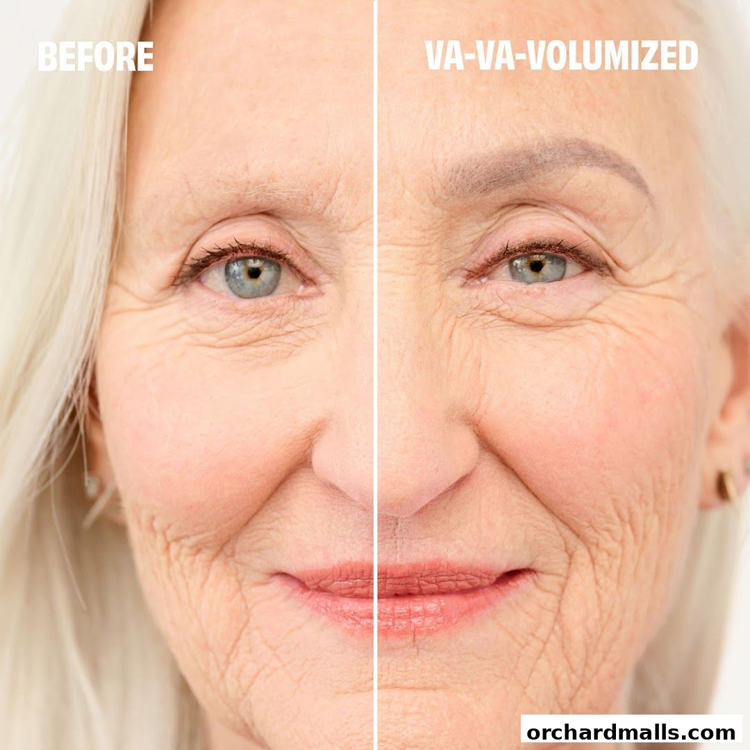 Split image showing a woman's face before and after brow enhancement.