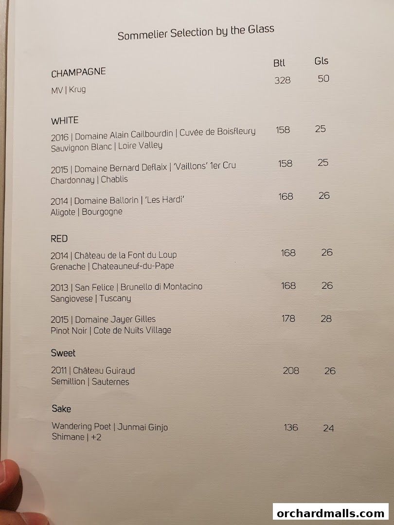 Menu page for béni Singapore