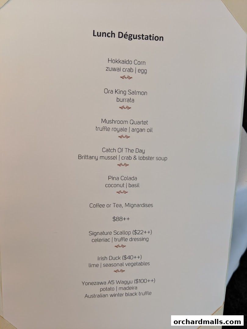 Menu page for béni Singapore