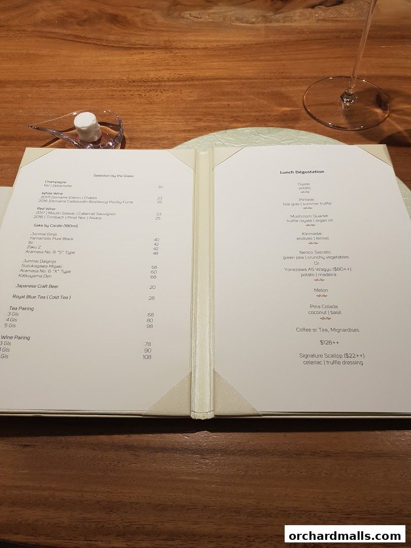 Menu page for béni Singapore