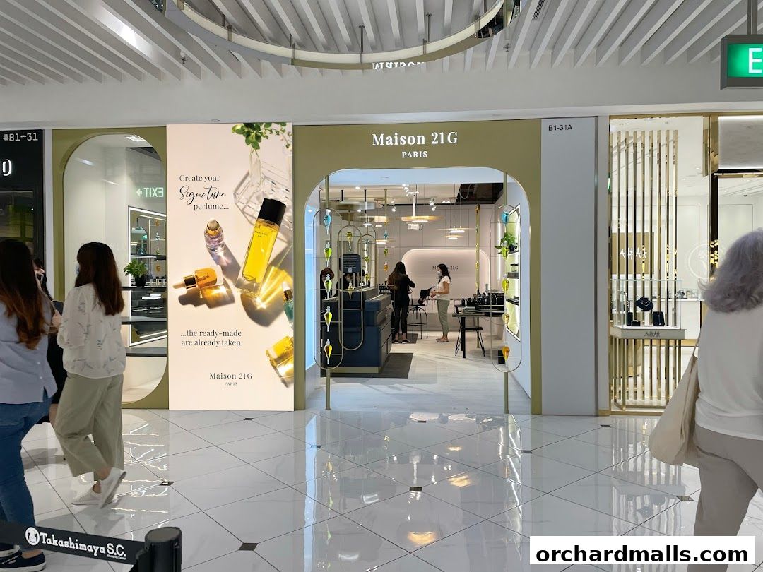 The entrance to Maison 21G, a bespoke fragrance house, at Takashimaya Singapore.