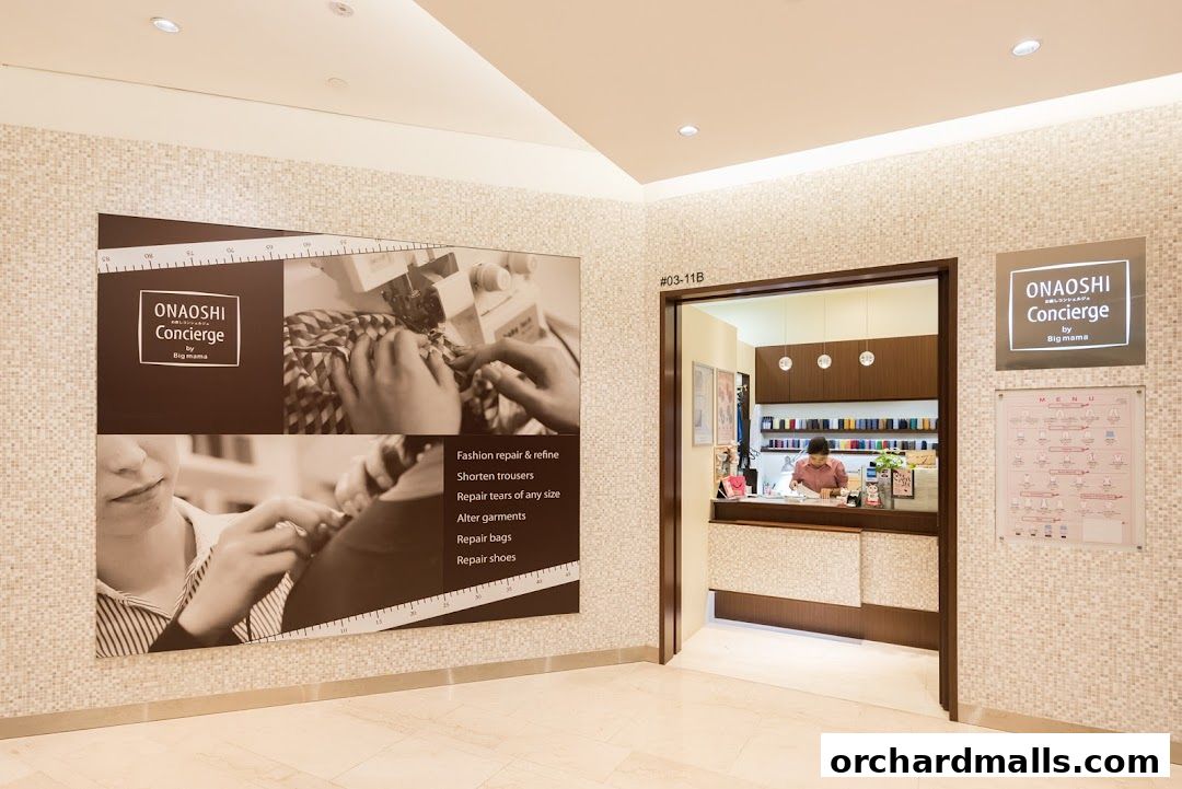 Entrance to a laundry and dry cleaning service shop with a large advertisement and a menu.