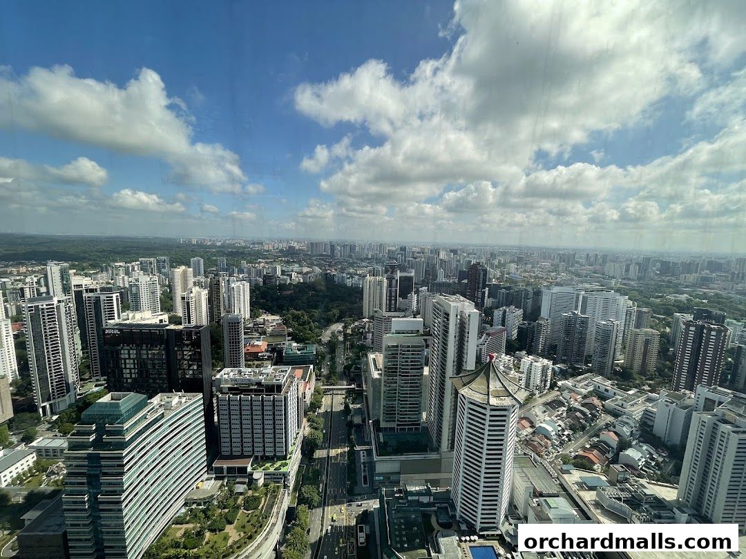 Panoramic aerial view of a sprawling cityscape with numerous high-rise buildings under a cloudy sky.
