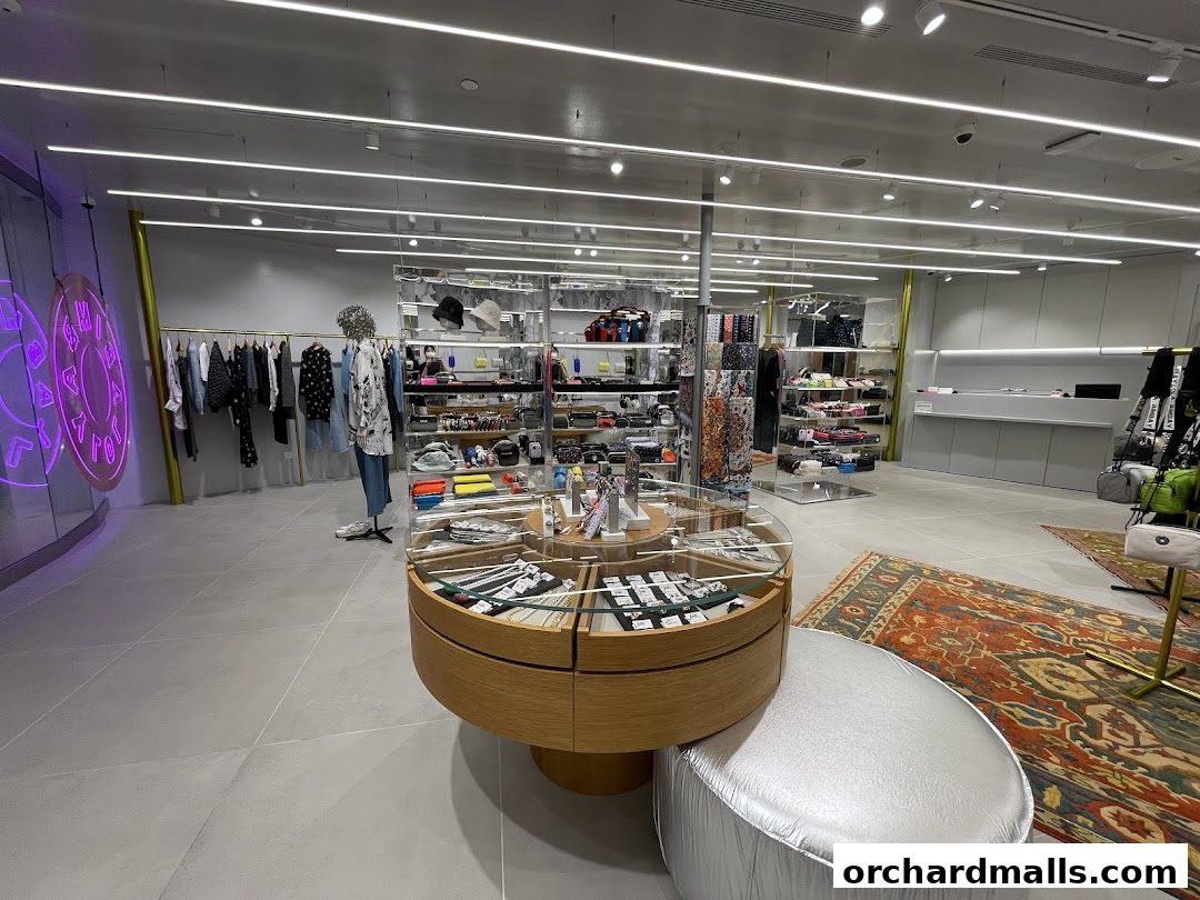 Interior view of a stylish BIMBA Y LOLA store with clothing and accessories on display.