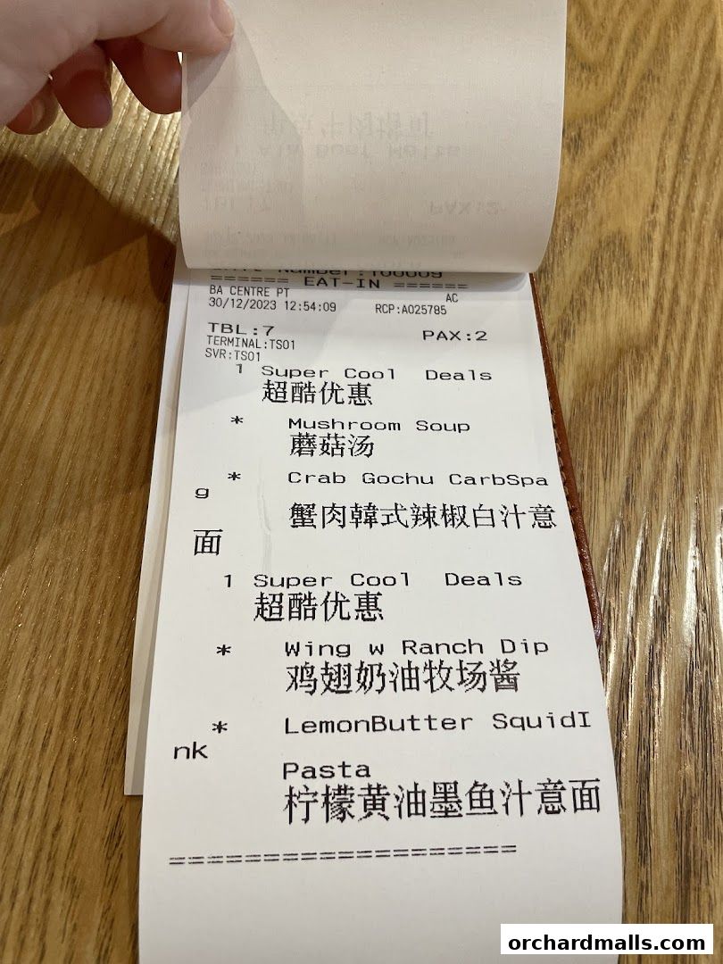 Menu page for Bird Avenue - The Centrepoint