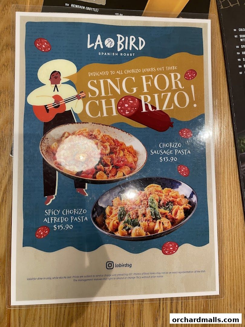 Menu page for Bird Avenue - The Centrepoint