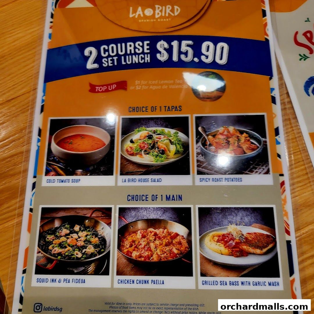 Menu page for Bird Avenue - The Centrepoint