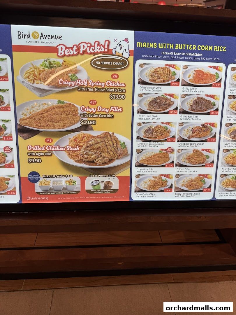 Menu page for Bird Avenue - The Centrepoint