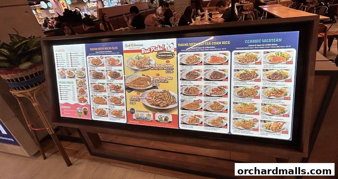 Menu page for Bird Avenue - The Centrepoint