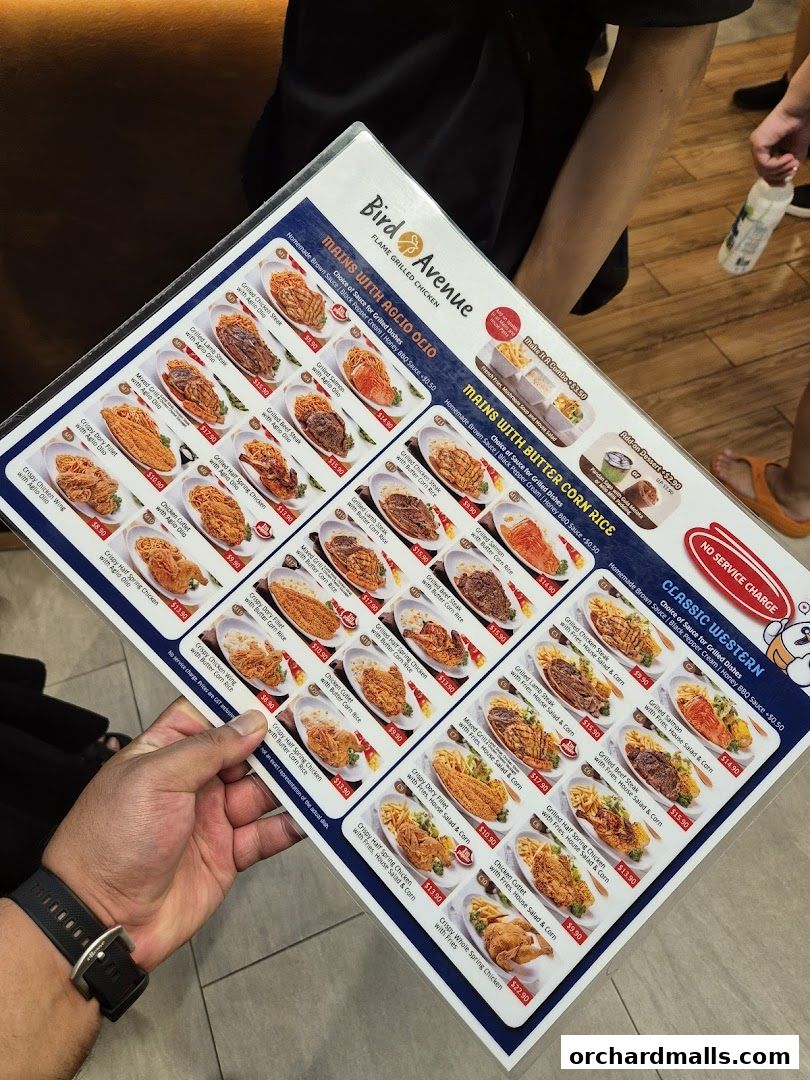 Menu page for Bird Avenue - The Centrepoint