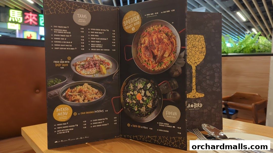 Menu page for Bird Avenue - The Centrepoint