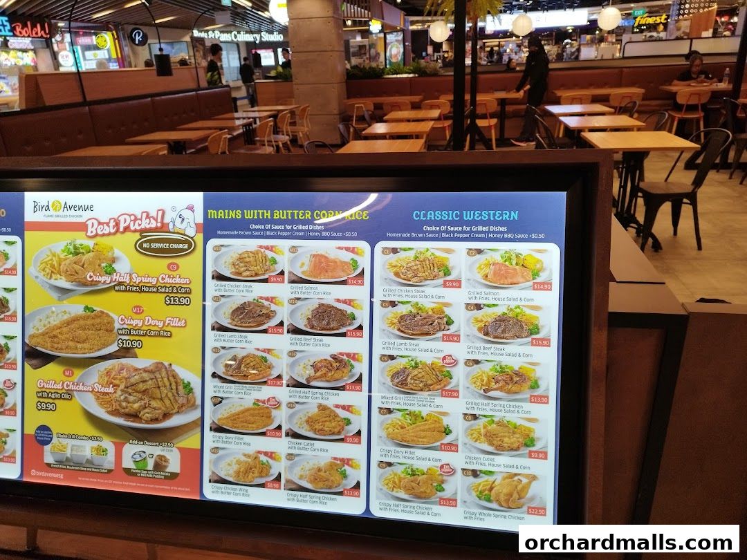 Menu page for Bird Avenue - The Centrepoint