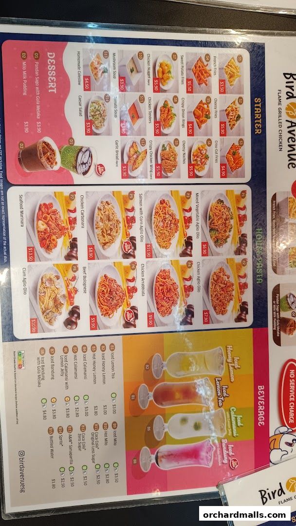 Menu page for Bird Avenue - The Centrepoint