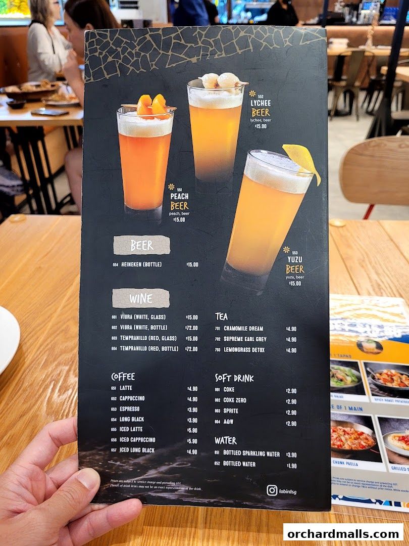 Menu page for Bird Avenue - The Centrepoint