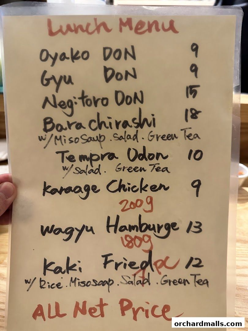 A handwritten lunch menu for Bistro Du Le Pin with various Japanese dishes and prices.