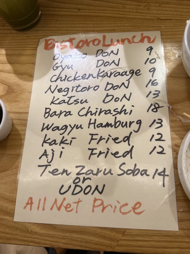 Menu page for Bistro Du Le Pin