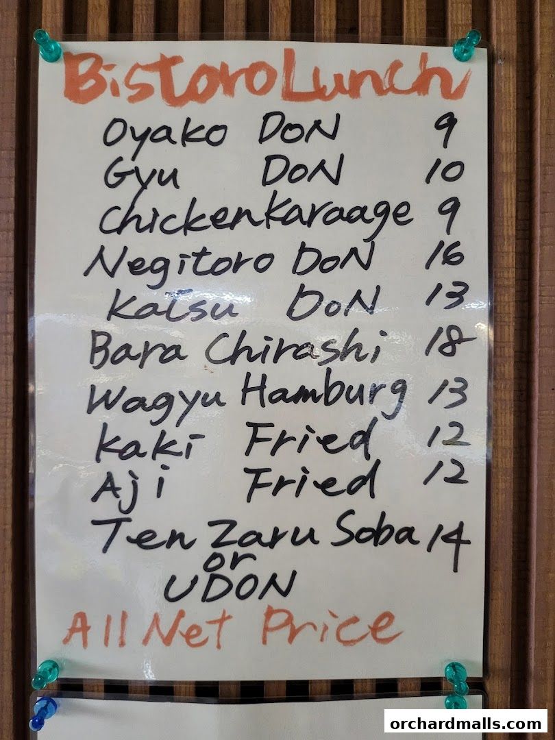 A handwritten menu for Bistro Du Le Pin, featuring lunch specials and prices.