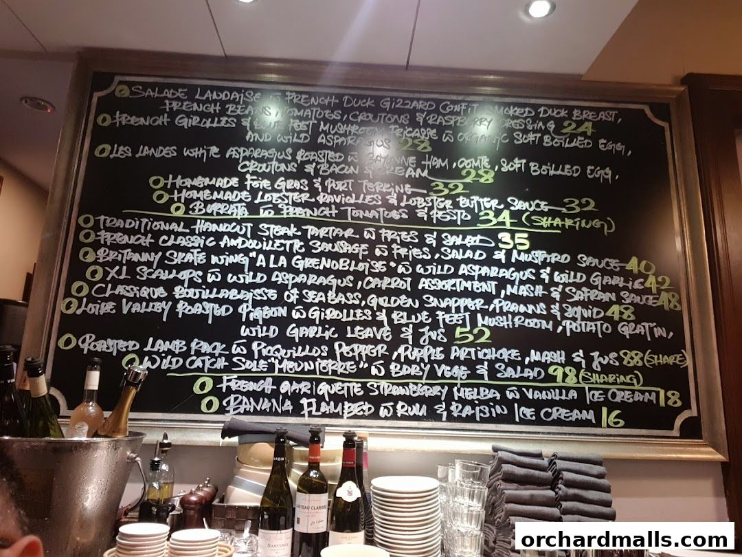 Menu page for Bistro Du Vin