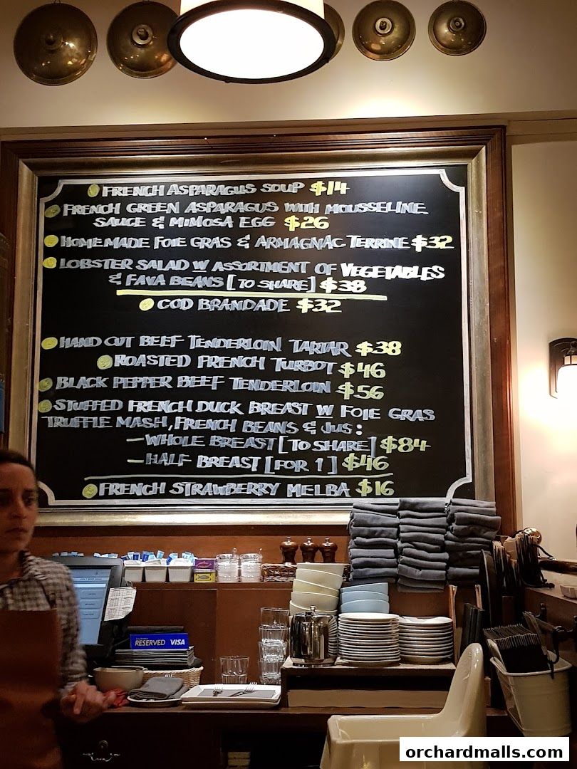 Menu page for Bistro Du Vin