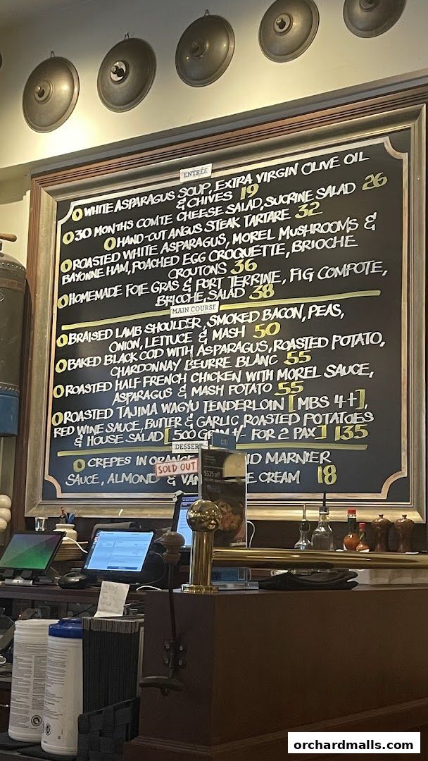 Menu page for Bistro Du Vin