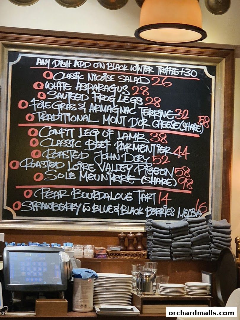 Menu page for Bistro Du Vin