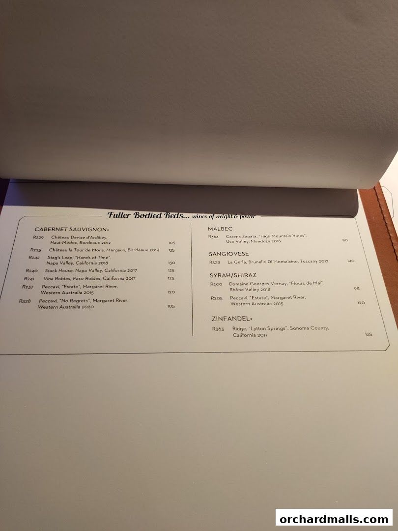 Menu page for Blue Label Pizza  Wine