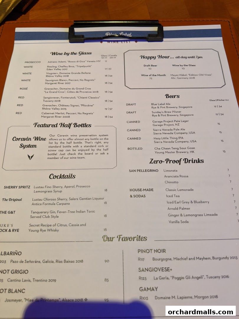 Menu page for Blue Label Pizza  Wine