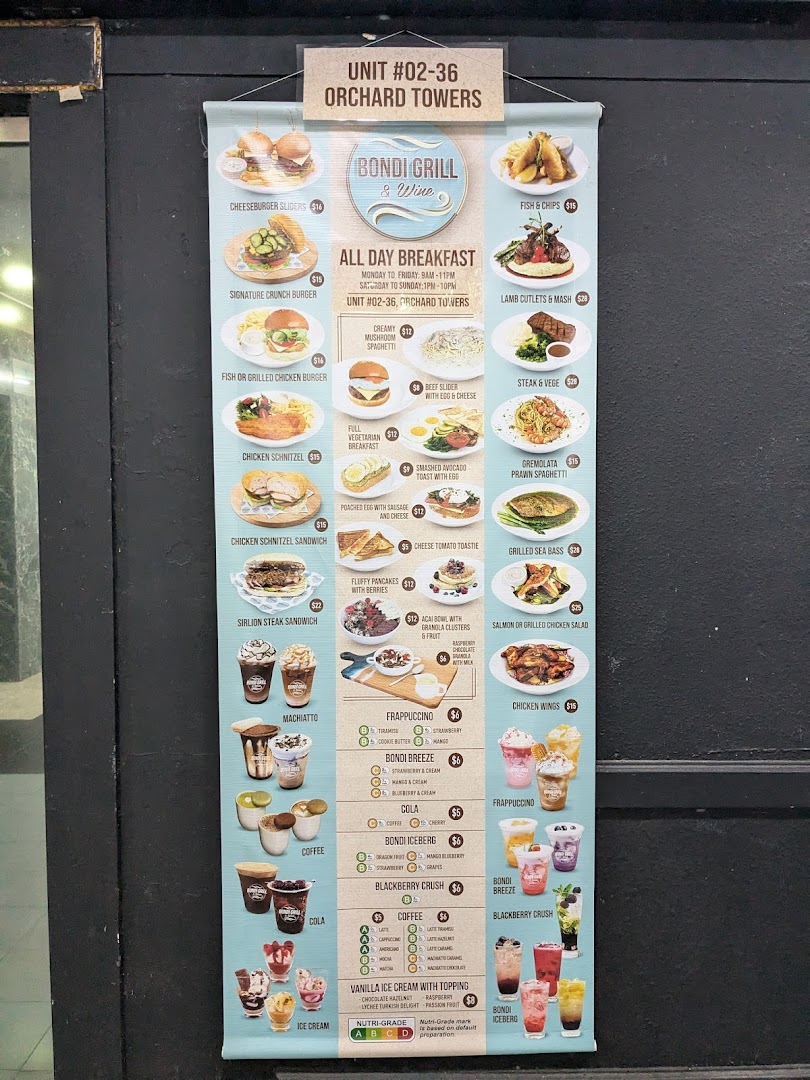 Menu page for Bondi Grill  Wine