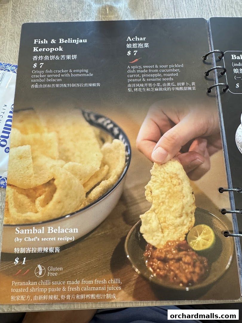 Menu page for Bonding Kitchen Orchard Singapore